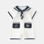 【66-90cm】ロンパース ベビー クマ セーラー
