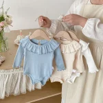 【66-90cm】ロンパース ベビー フリル襟 シンプル