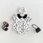 【66-90cm】ロンパース ベビー 可愛い ドット