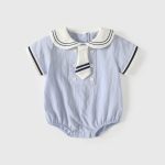 【66-90cm】ロンパース ベビー セーラー風 ブルー