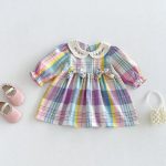 【73-110cm】ワンピース ベビー カラフル チェック