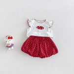 【73-100cm】セットアップ ベビー アップリケ ドット柄