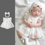 【59-90cm】ロンパース ベビー リボン付き フリル