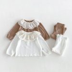 【73-100cm】セットアップ ベビー フリル襟 無地