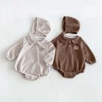 【66-90cm】ロンパース ベビー ワッフル クマロゴ - 画像 (7)