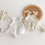 【73-90cm】ロンパース ベビー リボン 無地 - 画像 (2)