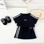 【80-130cm】セットアップ ベビー リボン スカート シンプル - 画像 (6)