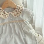 【66-100cm】半袖 ロンパース ベビー 花柄 丸襟 スウィート - 画像 (4)