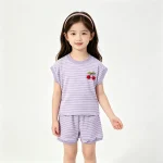 【90-130cm】セットアップ 女の子 チェリー ボーダー - 画像 (15)