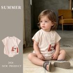【66-90cm】ロンパース ベビー ドッグ プリント