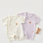 【59-90cm】ロンパース ベビー フラワー柄 ナチュラル