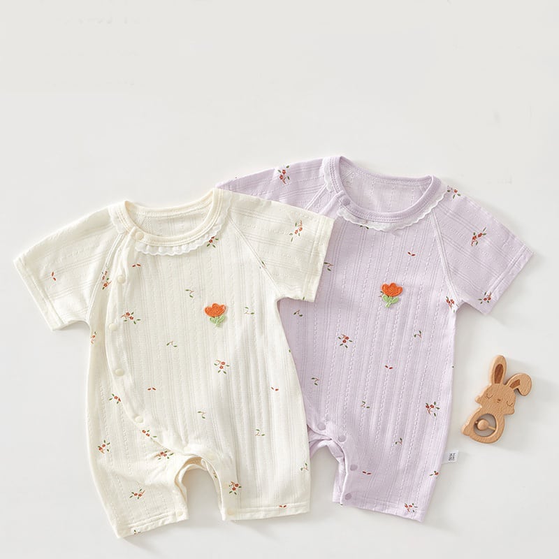 ba571629c3e65e58c618dba2b4cfbafb.jpg 【59-90cm】ロンパース ベビー フラワー柄 ナチュラル - 画像 (1)