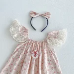 【66-140cm】ロンパースor ワンピース ベビー 小花柄 フリルスリーブ - 画像 (14)