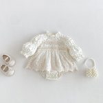 【66-90cm】ロンパース ベビー パフスリーブ 花柄 - 画像 (2)