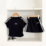 【80-130cm】セットアップ ベビー リボン スカート シンプル - 画像 (2)