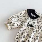 【66-90cm】ロンパース ベビー リボン付き レトロ 花柄 - 画像 (9)