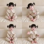 【66-90cm】オールインワン ベビー フラワー柄 折り襟 - 画像 (7)