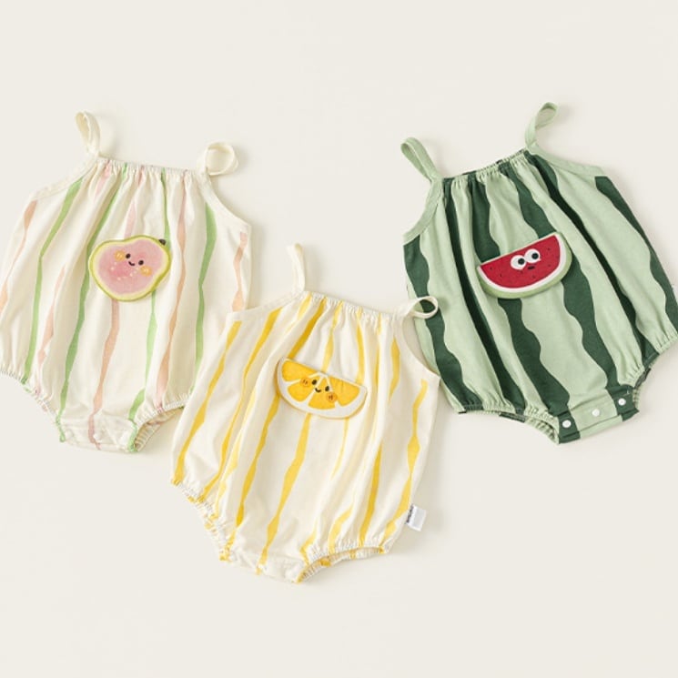 c7934a8cd03f98e28eff4a48908bde23.jpg 【66-90cm】キャミロンパース ベビー フルーツ かわいい - 画像 (1)