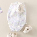 【66-90cm】ロンパース ベビー パープル フラワー - 画像 (6)