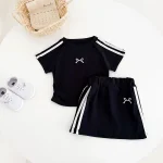 【80-130cm】セットアップ ベビー リボン スカート シンプル - 画像 (3)
