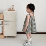 【100-110cm】ワンピース ベビー ウサギ チェック キャミソール - 画像 (9)