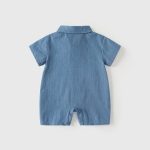 【66-90cm】ロンパース ベビー クロコダイル デニム 折り襟 - 画像 (3)
