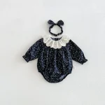 【66-90cm】ロンパース ベビー レース襟 小花柄 - 画像 (7)