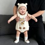 【66-90cm】ロンパース ベビー クマプリント ノースリープ - 画像 (3)