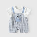 【66-90cm】ロンパース ベビー ドッグ柄 チェック - 画像 (2)
