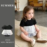 【66-90cm】ロンパース ベビー ブラック ワンピース風 - 画像 (3)