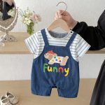 【66-90cm】ロンパース ベビー ドッグ デニム レイヤード - 画像 (6)