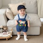 【66-90cm】ロンパース ベビー ドッグ デニム レイヤード - 画像 (3)