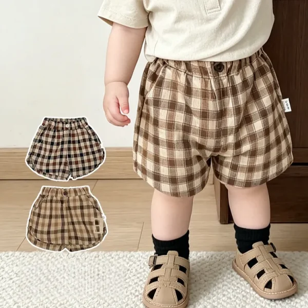 【73-120cm】ショートパンツ ベビー チェック 履きやすい