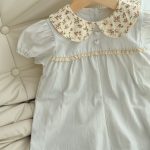 【66-100cm】半袖 ロンパース ベビー 花柄 丸襟 スウィート - 画像 (7)