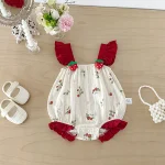 【66-90cm】ロンパース ベビー イチゴ プリント キャミソール - 画像 (11)