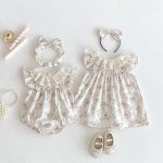 【66-130cm】ロンパースorワンピース ベビー 姉妹服 フラワー柄 - 画像 (5)