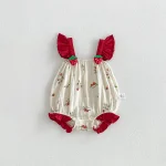 【66-90cm】ロンパース ベビー イチゴ プリント キャミソール - 画像 (25)