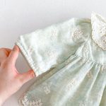 【66-90cm】ロンパース ベビー グリーン 花刺繡 - 画像 (12)