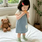 【73-120cm】ワンピース or シャツ ベビー ハート デニム - 画像 (14)