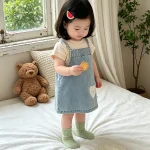 【73-120cm】ワンピース or シャツ ベビー ハート デニム - 画像 (3)