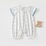 【66-90cm】ロンパース ベビー フラワー柄 ナチュラル - 画像 (3)