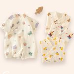 【59-90cm】ロンパース ベビー 柔らか 総柄