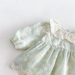 【66-90cm】ロンパース ベビー グリーン 花刺繡 - 画像 (8)