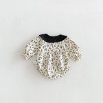【66-90cm】ロンパース ベビー リボン付き レトロ 花柄 - 画像 (6)