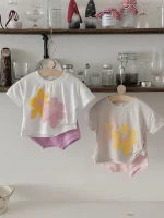 【66-100cm】セットアップ ベビー フラワー プリント - 画像 (5)