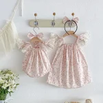 【66-140cm】ロンパースor ワンピース ベビー 小花柄 フリルスリーブ - 画像 (9)