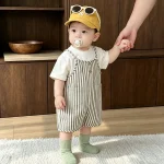 【73-120cm】Tシャツ or サロペット ベビー シンプル ストライプ - 画像 (2)