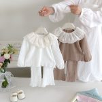 【73-100cm】セットアップ ベビー フリル襟 無地 - 画像 (4)