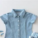 【80-130cm】ワンピース 女の子 ボタン デニム 折り襟 - 画像 (6)