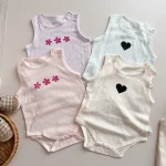 【66-90cm】ロンパース ベビー フラワー ノースリープ - 画像 (5)
